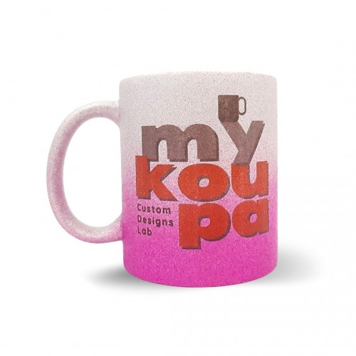 Mykoupa, Κούπα Glitter Δίχρωμη Ροζ, Κεραμική 330ml