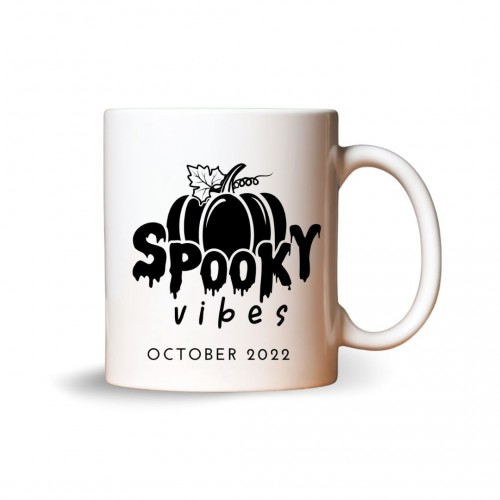 Spooky Vibes με Ημερομηνία της επιλογής σας, Σχέδιο 1, Kεραμική Kούπα 330ml