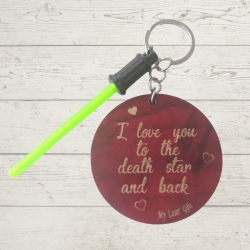 I Love you to the Death Star and Back, μπρελόκ με 3D εκτυπωμένο σπαθί, Κωδ.05-001